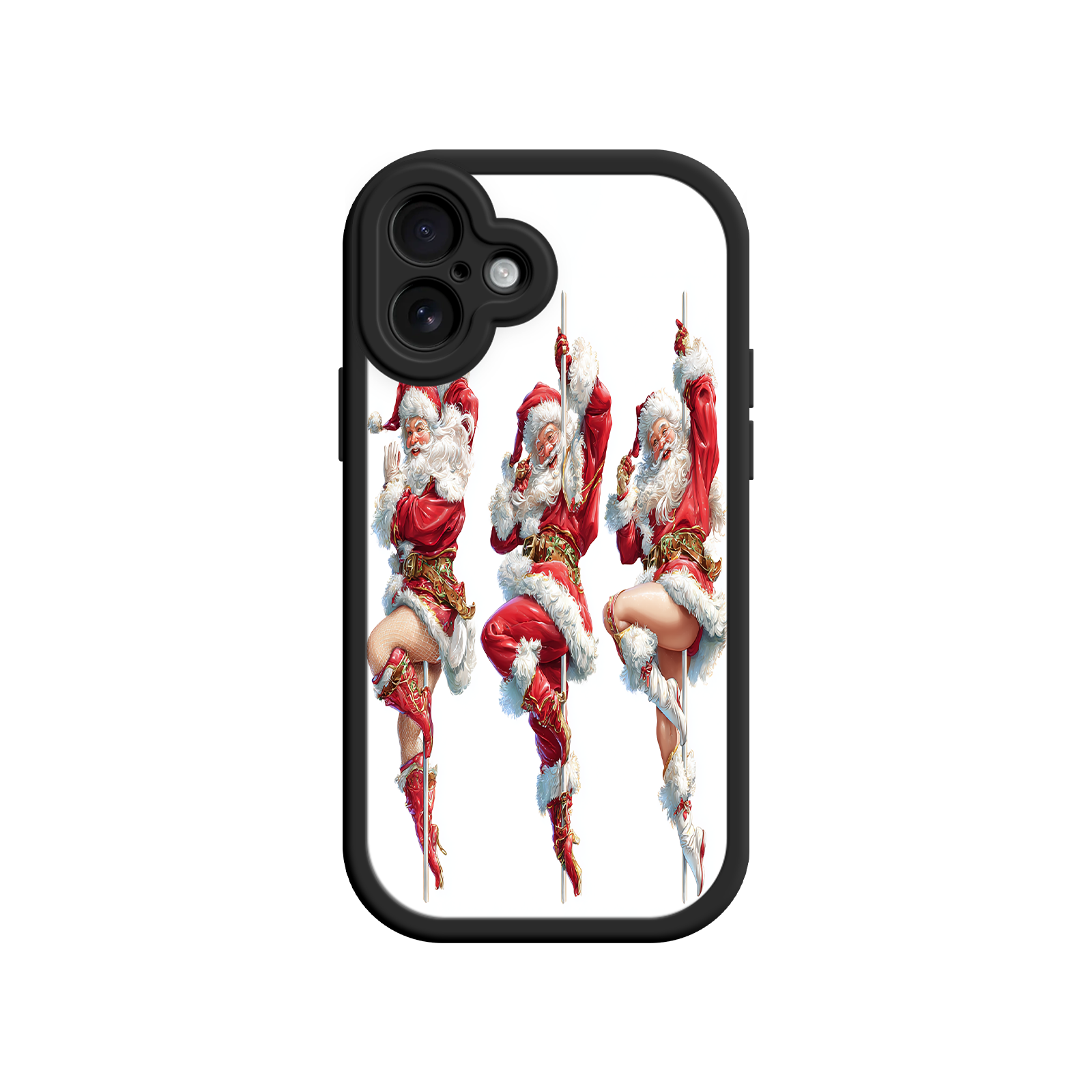 Vintage-style phone case with holiday cheer artwork