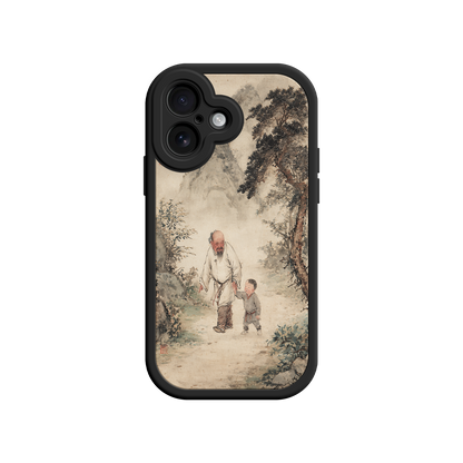 Nature-inspired phone case with pine tree and mist