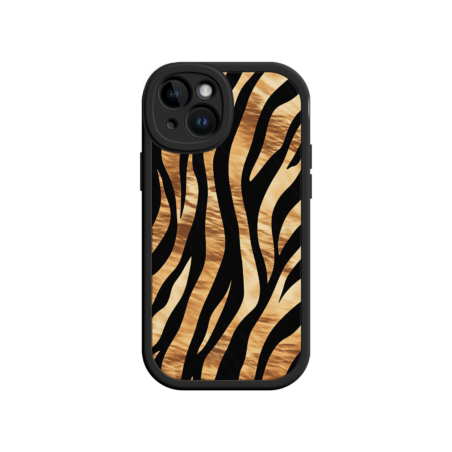 #MC0011 Factory Wholesale Tiger Stripe iPhone Case – Bold Animal Print with Olive Green Frame
