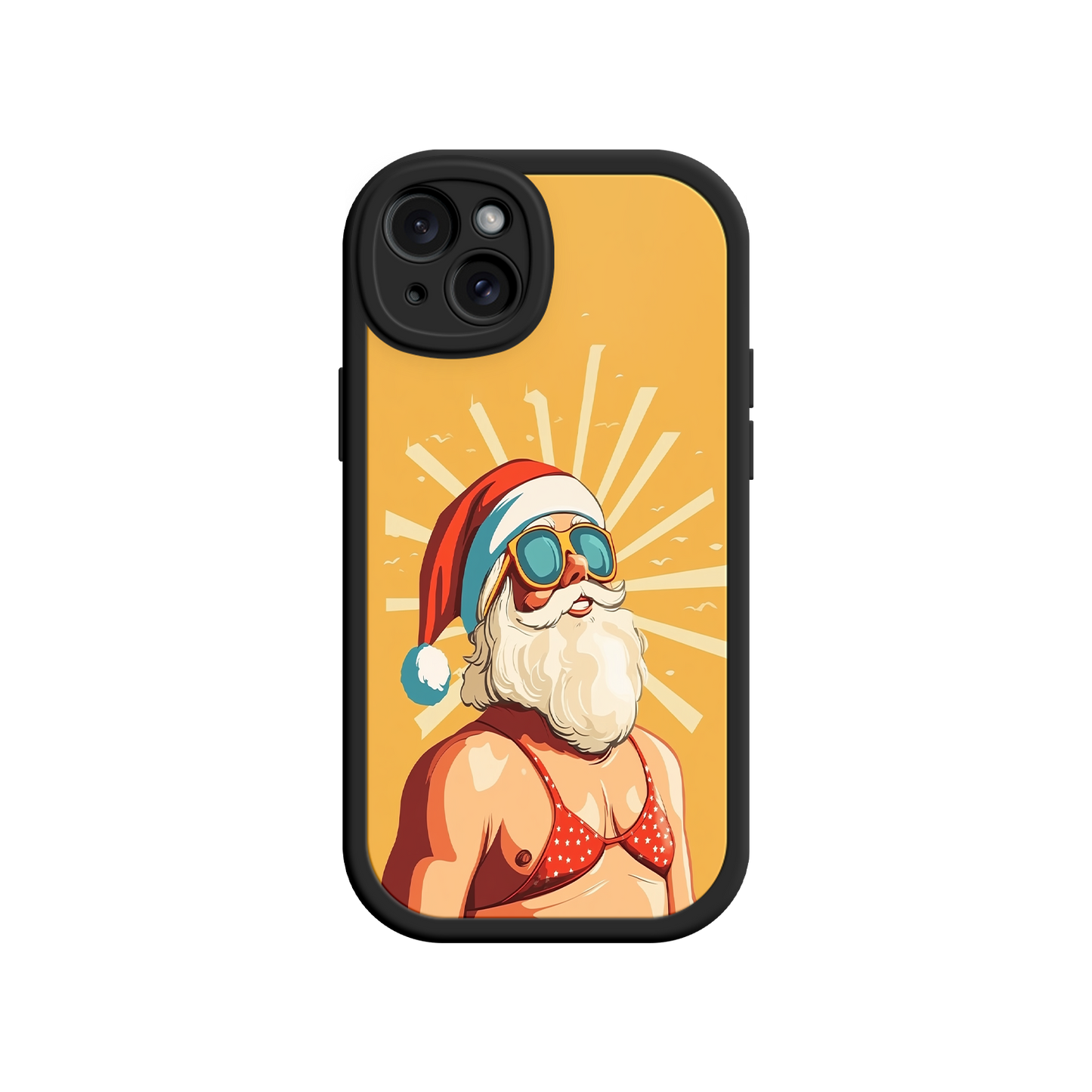 Funny Christmas phone case with beach Santa artwork