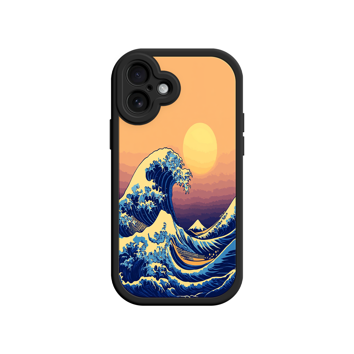#MC0012 Factory Wholesale Great Wave Sunset iPhone Case – Japanese Art with Ocean & Mountain Design