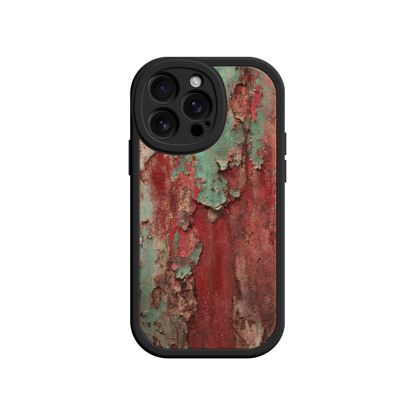 Vintage-style phone case with rust and patina finish