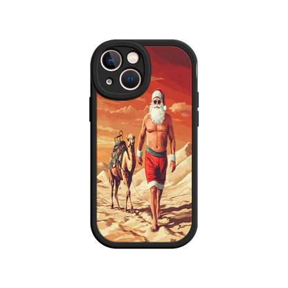 #MC0028 Factory Wholesale Desert Santa iPhone 17 Case – Funny Christmas Design, Muscular Santa & Camel, Holiday Heat Vibes