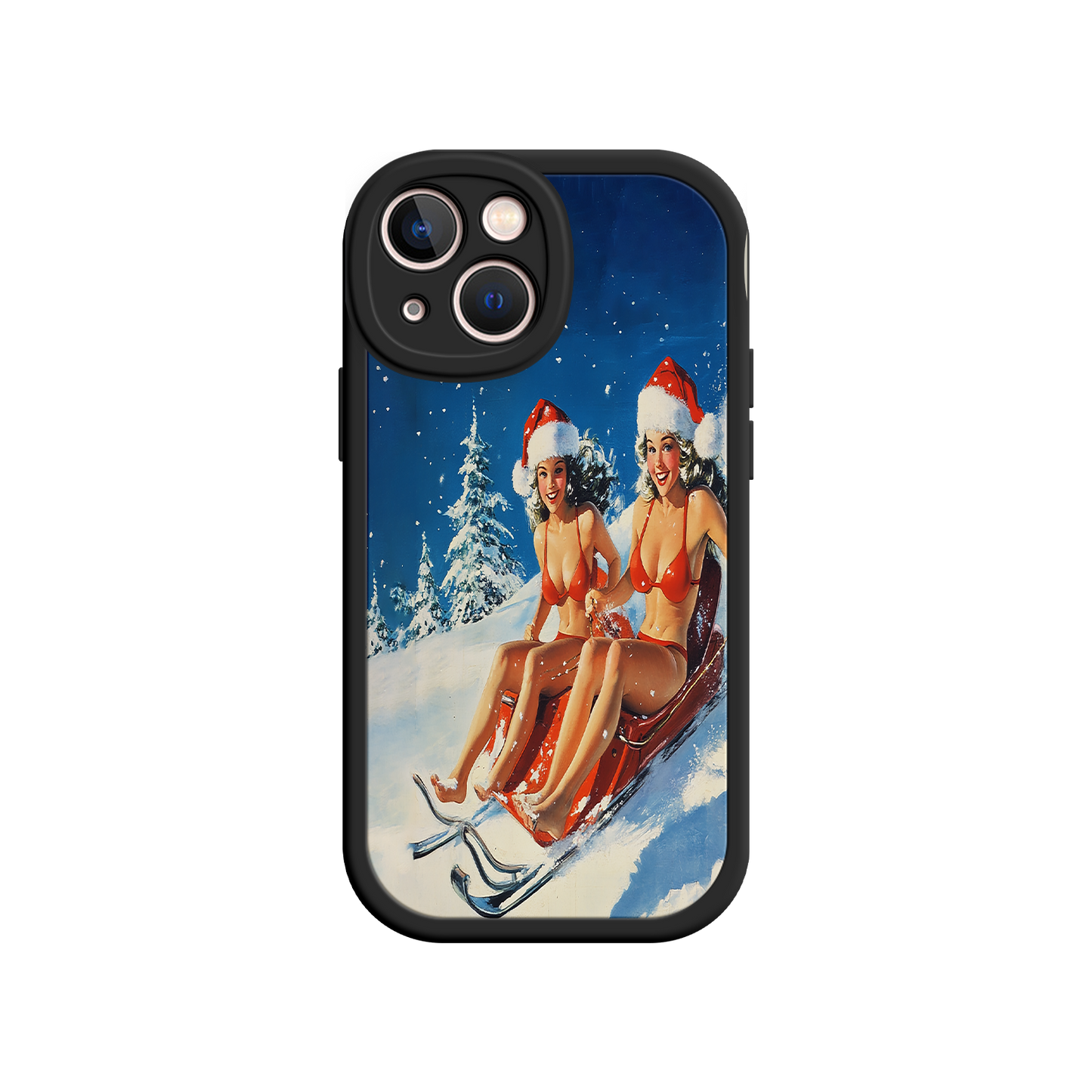 #MC0027 Factory Wholesale Santa Bikini Sled iPhone 17 Case – Funny Christmas Design, Sexy Holiday Vibes, Winter Wonderland Art