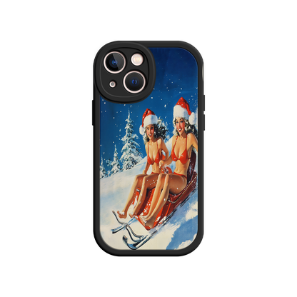 #MC0027 Factory Wholesale Santa Bikini Sled iPhone 17 Case – Funny Christmas Design, Sexy Holiday Vibes, Winter Wonderland Art