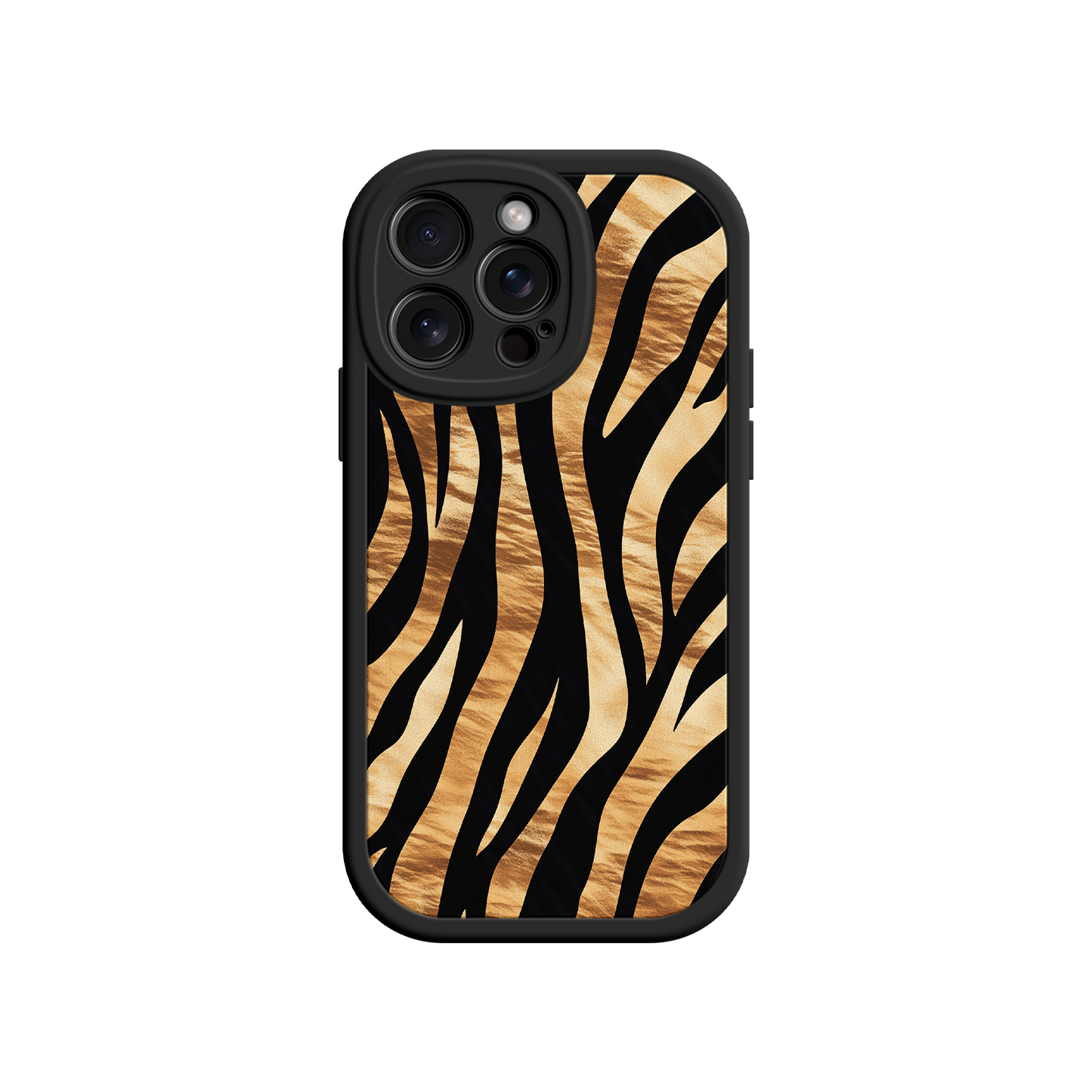#MC0011 Factory Wholesale Tiger Stripe iPhone Case – Bold Animal Print with Olive Green Frame