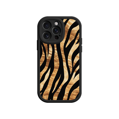 #MC0011 Factory Wholesale Tiger Stripe iPhone Case – Bold Animal Print with Olive Green Frame