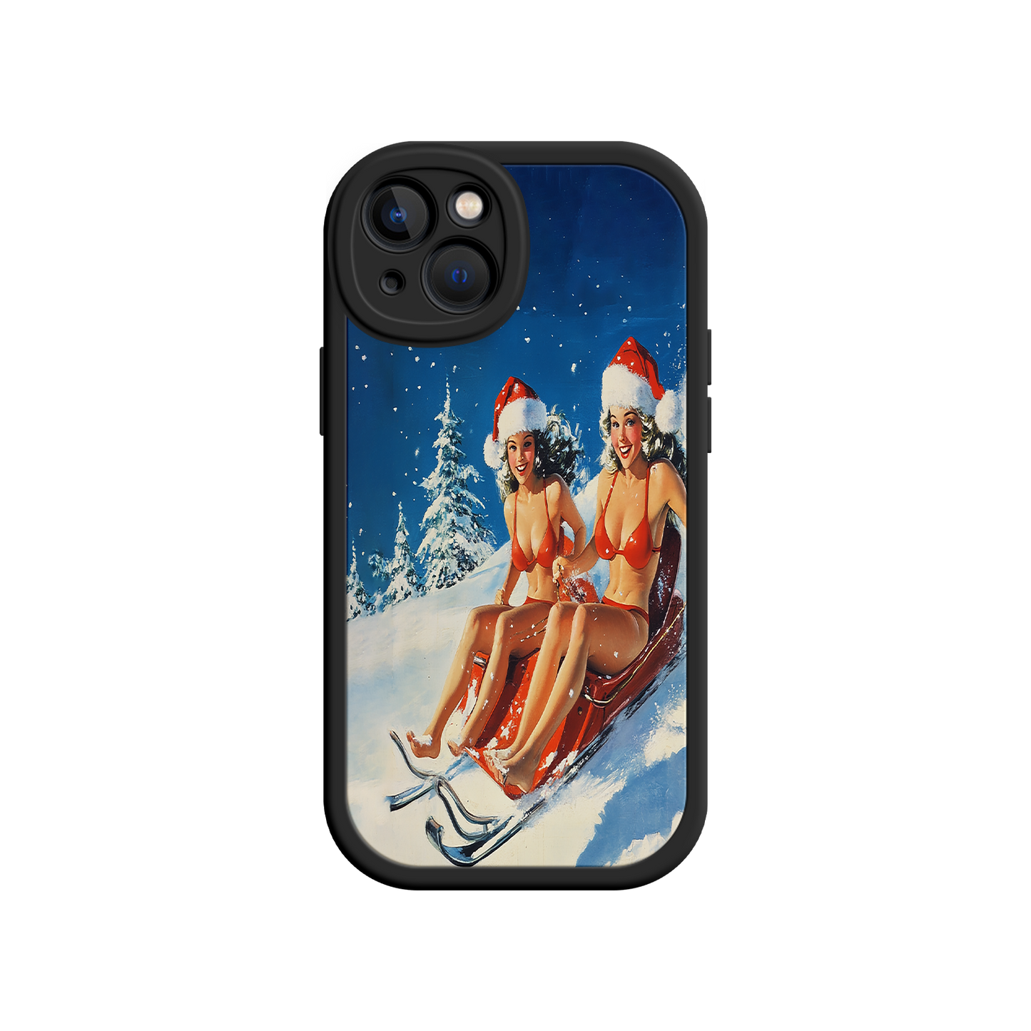 #MC0027 Factory Wholesale Santa Bikini Sled iPhone 17 Case – Funny Christmas Design, Sexy Holiday Vibes, Winter Wonderland Art
