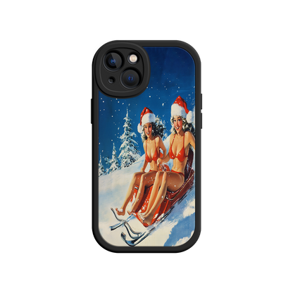 #MC0027 Factory Wholesale Santa Bikini Sled iPhone 17 Case – Funny Christmas Design, Sexy Holiday Vibes, Winter Wonderland Art