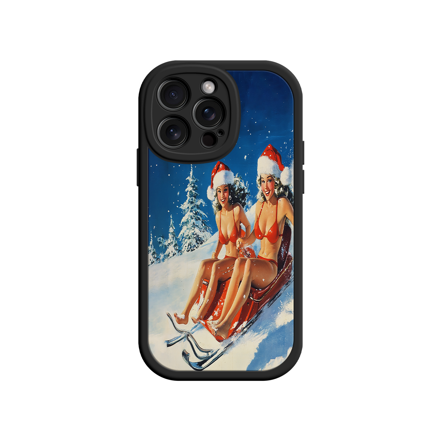 #MC0027 Factory Wholesale Santa Bikini Sled iPhone 17 Case – Funny Christmas Design, Sexy Holiday Vibes, Winter Wonderland Art