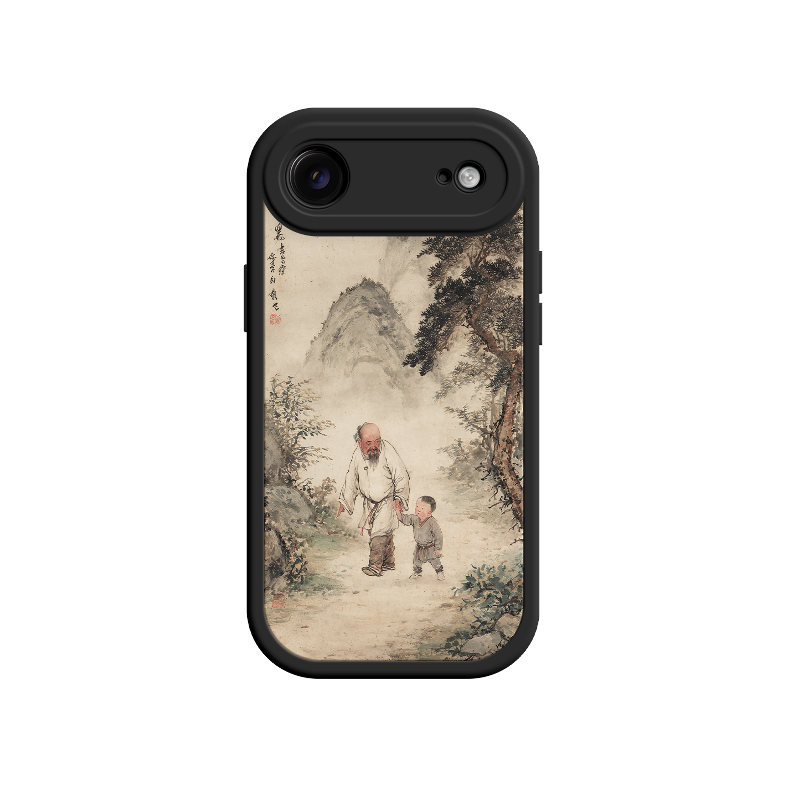 iPhone case with Chinese calligraphy and landscape