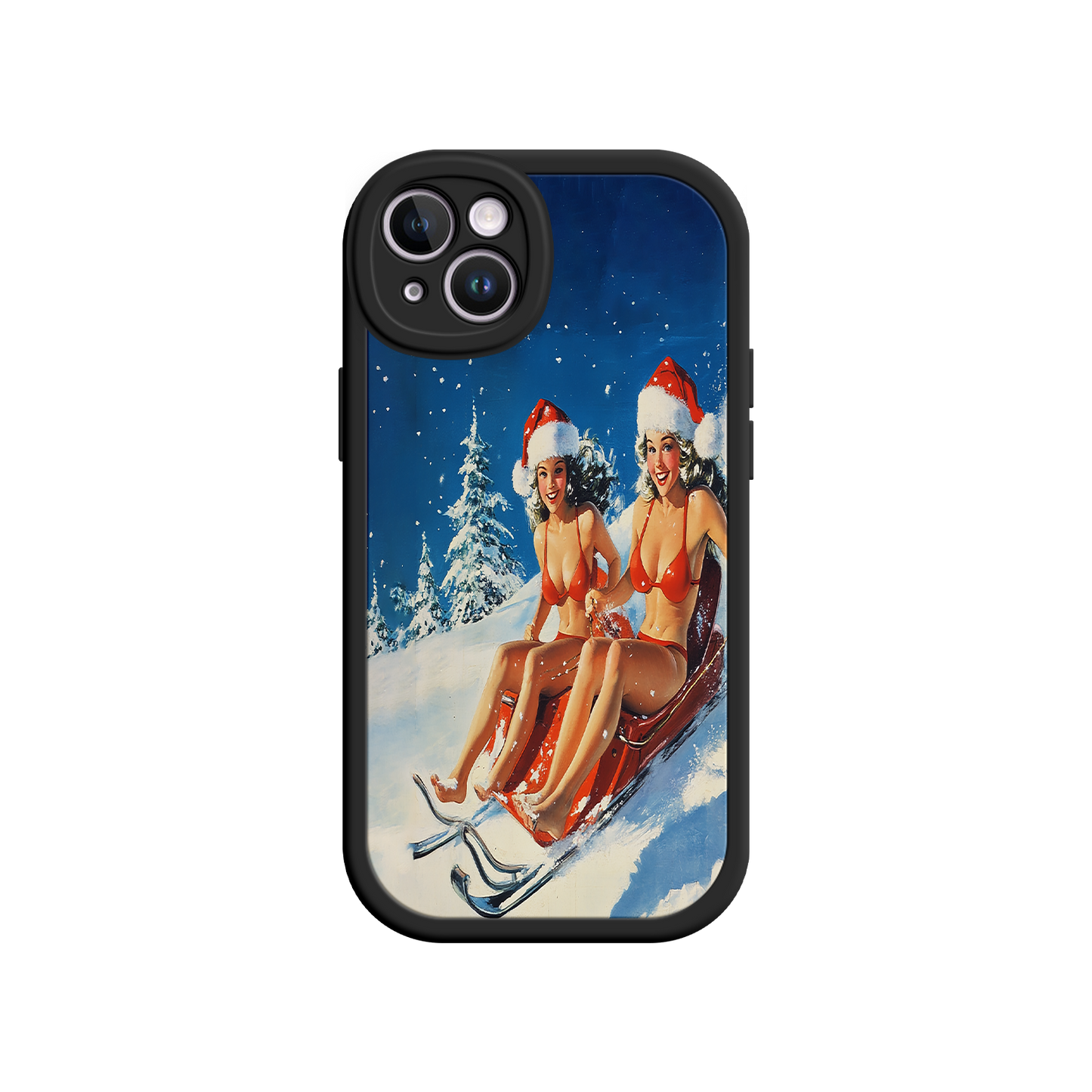#MC0027 Factory Wholesale Santa Bikini Sled iPhone 17 Case – Funny Christmas Design, Sexy Holiday Vibes, Winter Wonderland Art