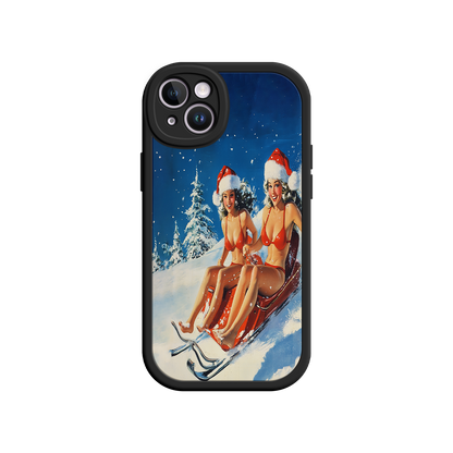 #MC0027 Factory Wholesale Santa Bikini Sled iPhone 17 Case – Funny Christmas Design, Sexy Holiday Vibes, Winter Wonderland Art