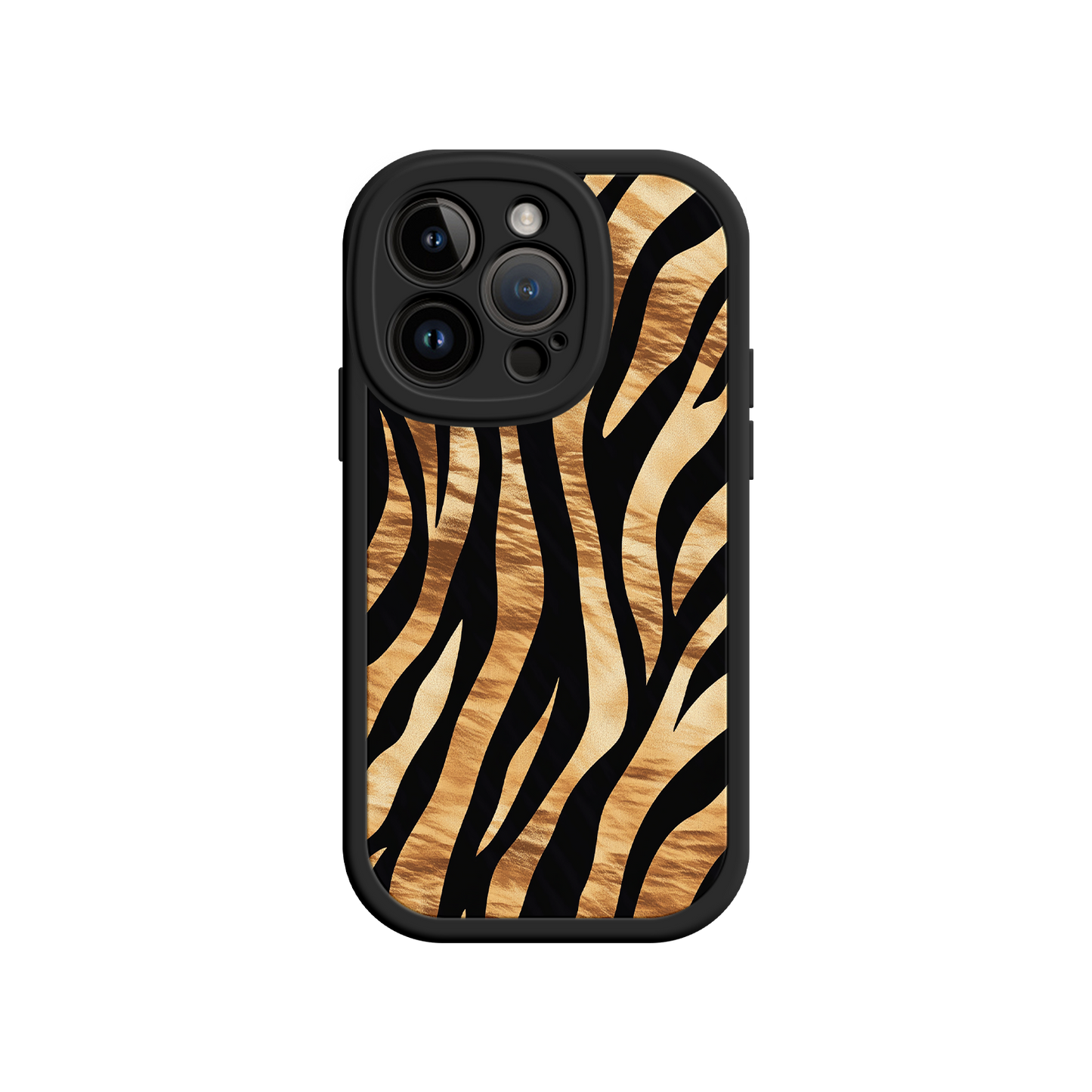 #MC0011 Factory Wholesale Tiger Stripe iPhone Case – Bold Animal Print with Olive Green Frame