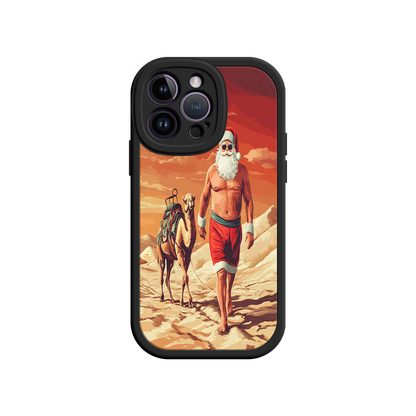 #MC0028 Factory Wholesale Desert Santa iPhone 17 Case – Funny Christmas Design, Muscular Santa & Camel, Holiday Heat Vibes