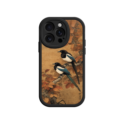 Magpie phone case with East Asian symbolism