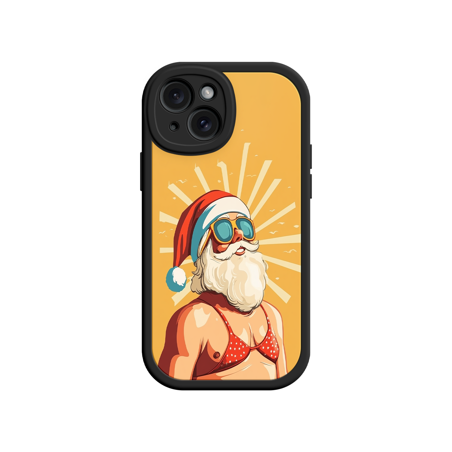 Unique holiday phone case with comic-style Santa