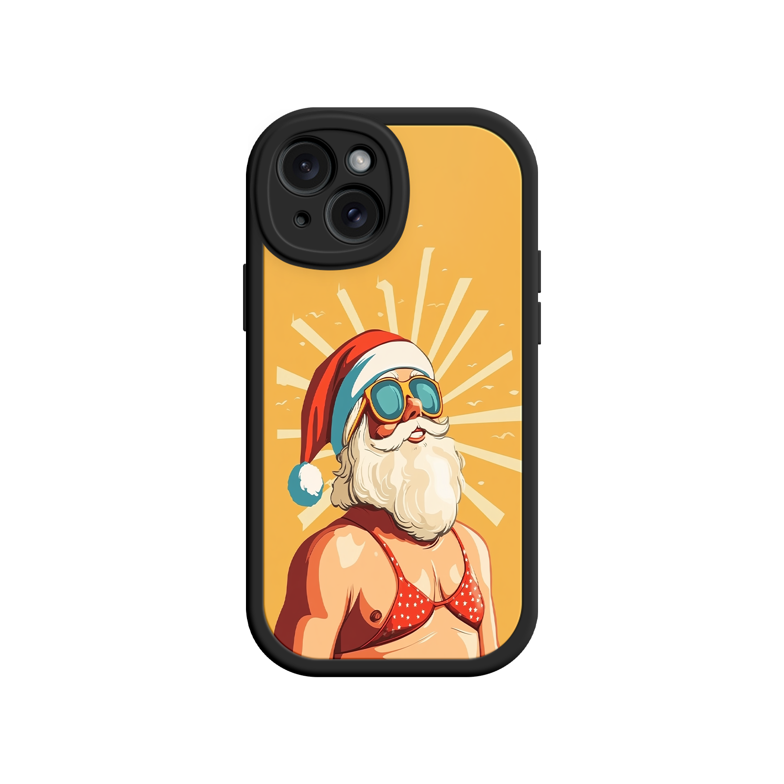 Unique holiday phone case with comic-style Santa