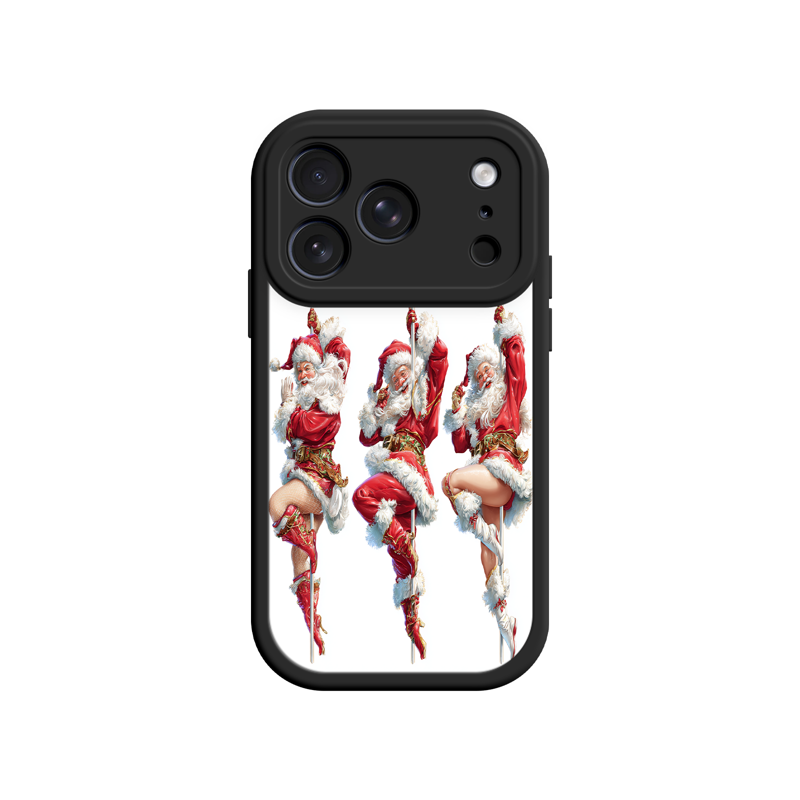 Santa Claus phone case with joyful dance illustration