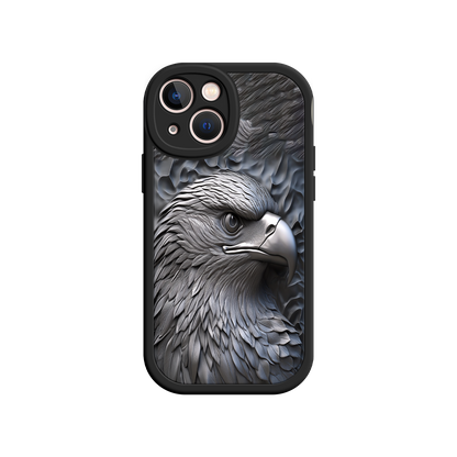 #MC0026 Factory Wholesale Embossed Eagle iPhone 17 Case – Grayscale 3D Design, Rugged Protective Cover, Symbol of Strength & Freedom