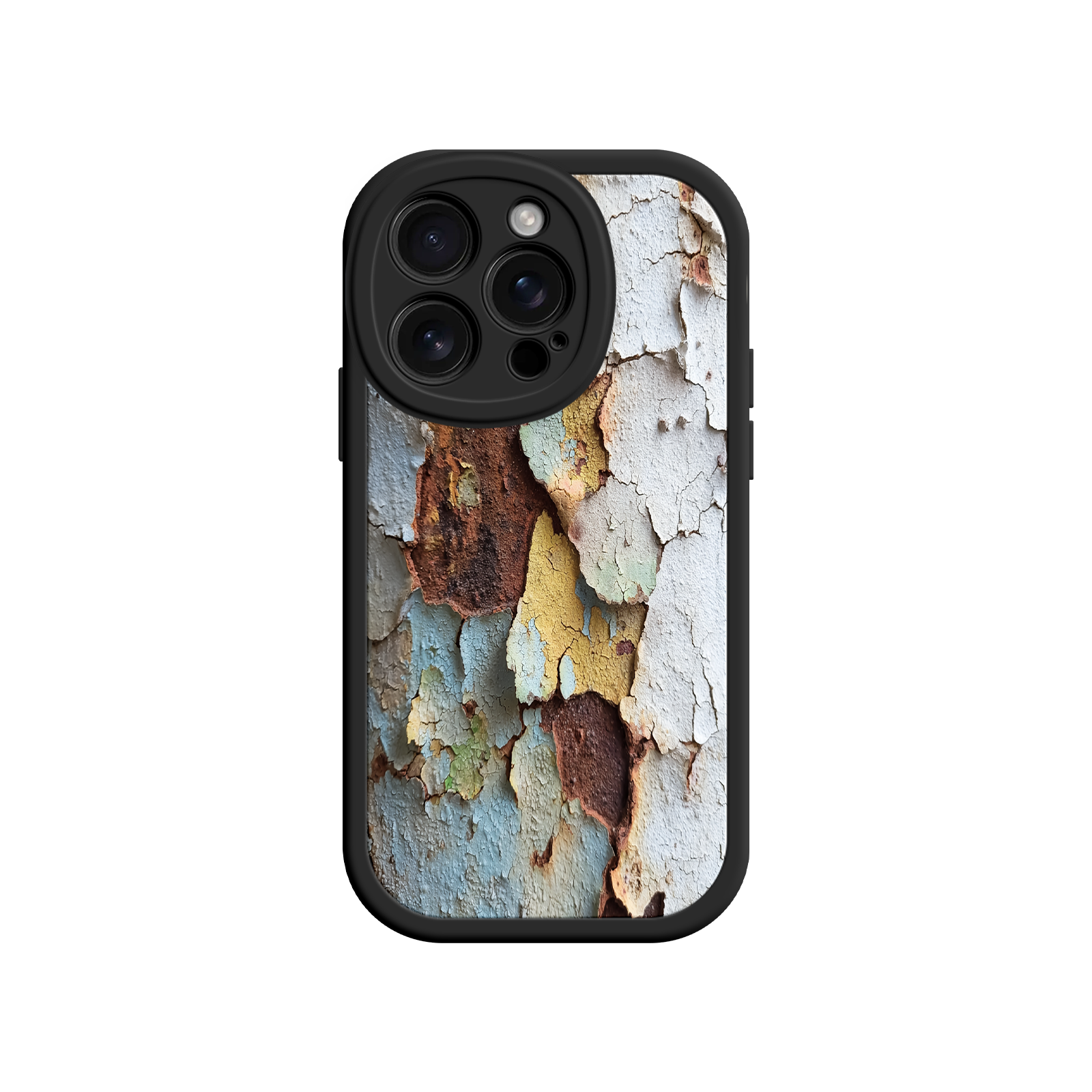Phone case with abstract peeling paint artwork
