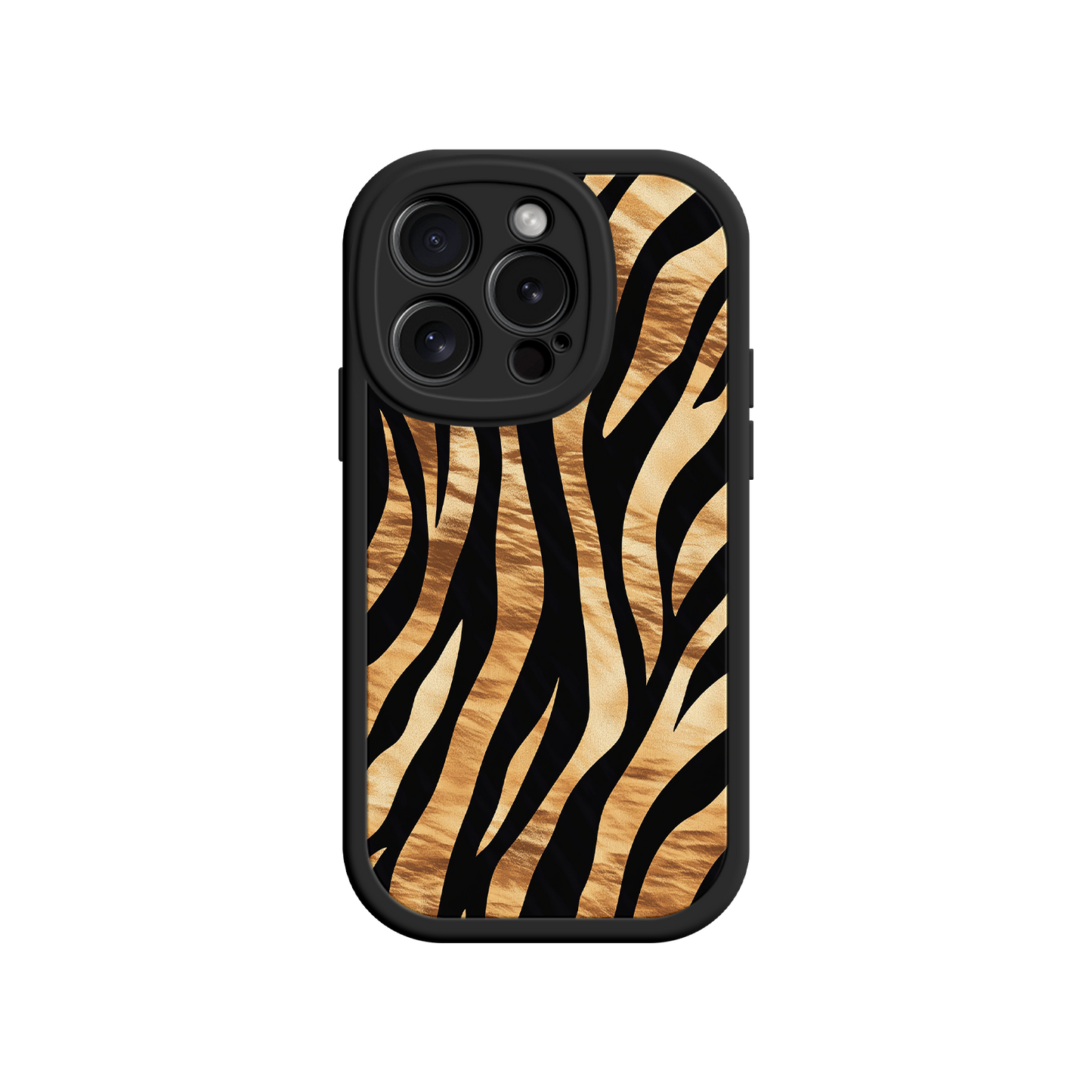 #MC0011 Factory Wholesale Tiger Stripe iPhone Case – Bold Animal Print with Olive Green Frame