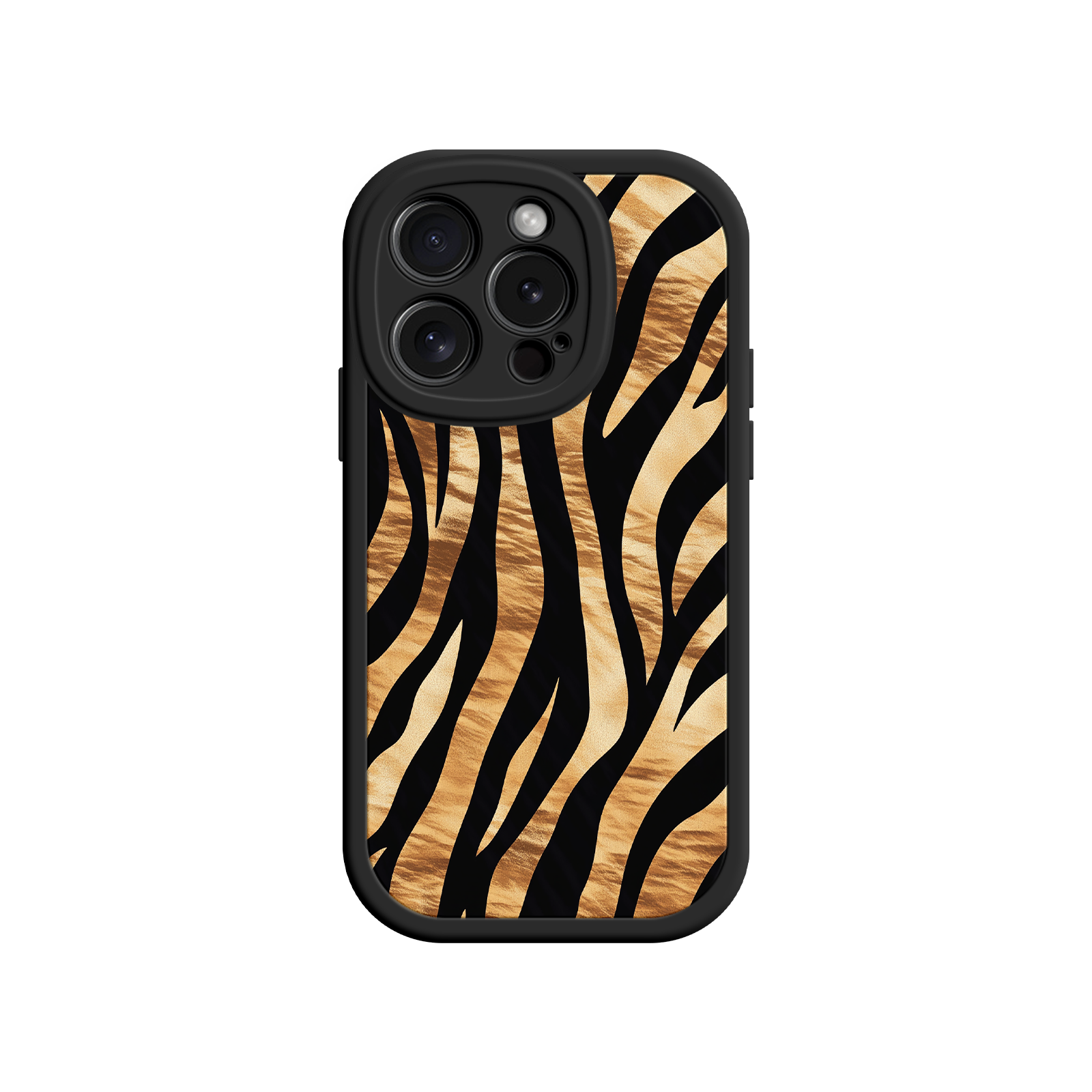 Tiger Stripe iPhone Case – Bold Animal Print with Olive Green Frame