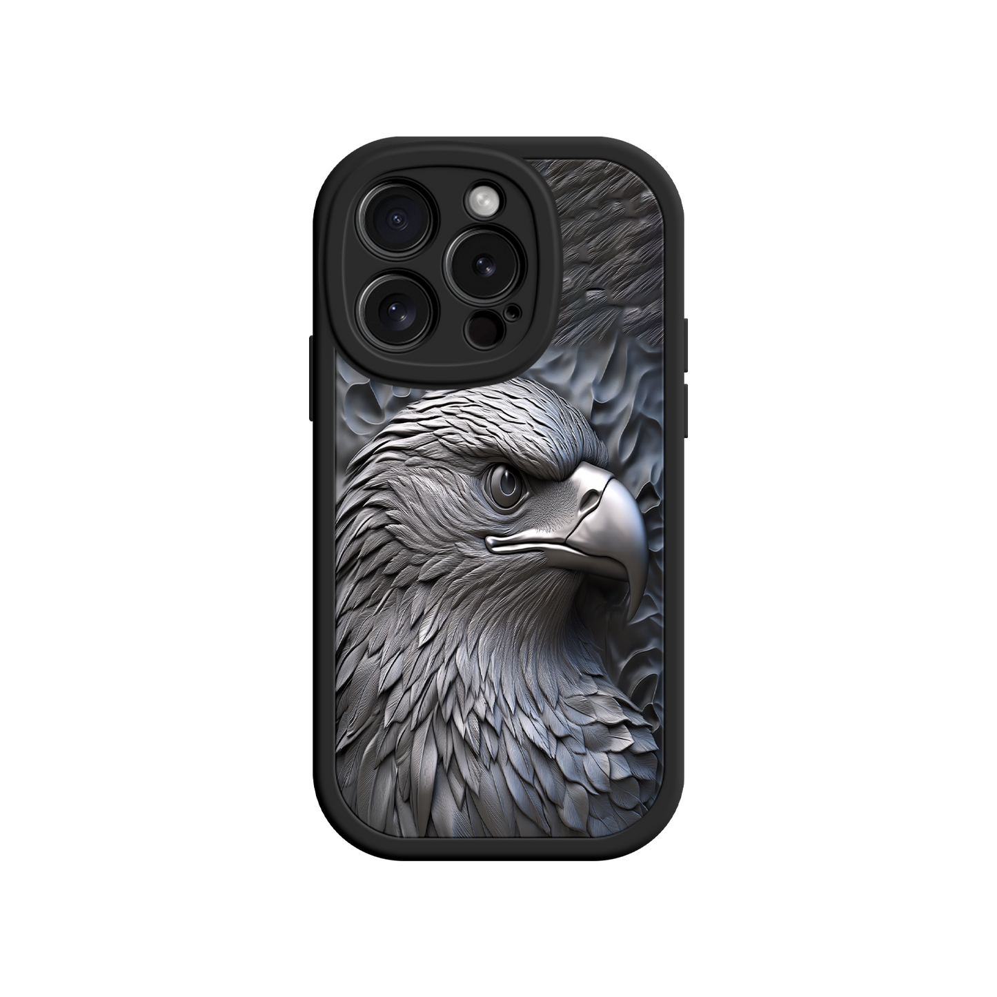 #MC0026 Factory Wholesale Embossed Eagle iPhone 17 Case – Grayscale 3D Design, Rugged Protective Cover, Symbol of Strength & Freedom