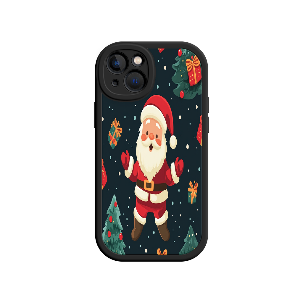 Festive Santa iPhone 17 Case – Christmas Holiday Design, Jolly Santa Claus, Gift Boxes & Trees