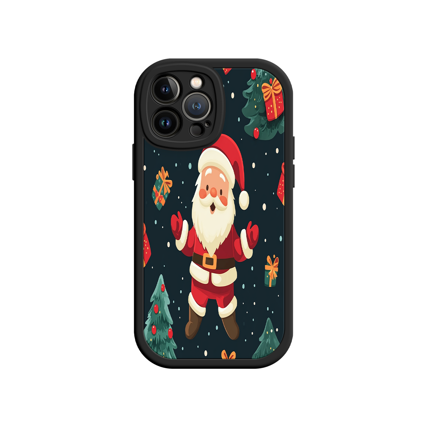 #MC0032 Factory Wholesale Festive Santa iPhone 17 Case – Christmas Holiday Design, Jolly Santa Claus, Gift Boxes & Trees