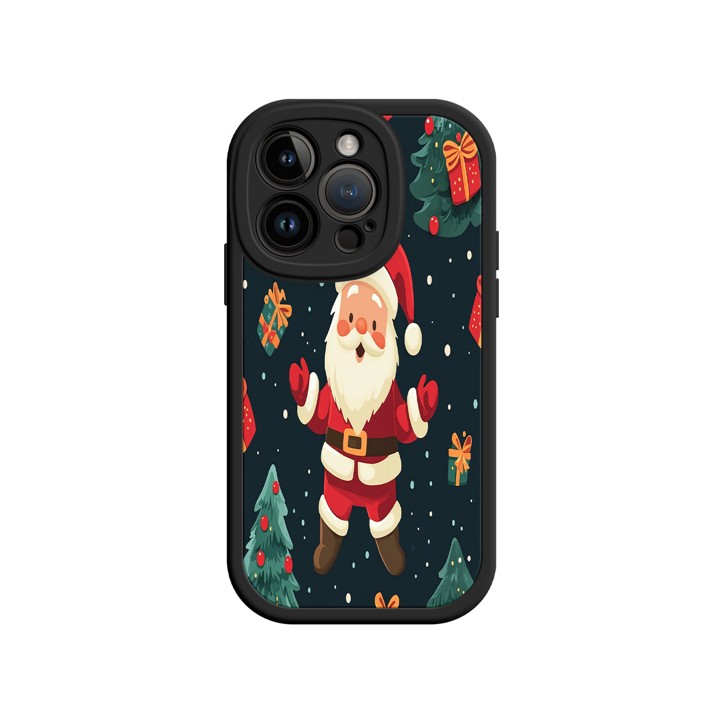 #MC0032 Factory Wholesale Festive Santa iPhone 17 Case – Christmas Holiday Design, Jolly Santa Claus, Gift Boxes & Trees