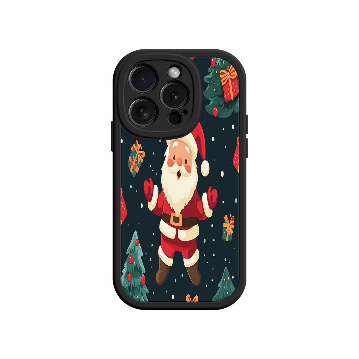 #MC0032 Factory Wholesale Festive Santa iPhone 17 Case – Christmas Holiday Design, Jolly Santa Claus, Gift Boxes & Trees