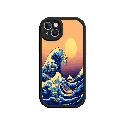 #MC0012 Factory Wholesale Great Wave Sunset iPhone Case – Japanese Art with Ocean & Mountain Design