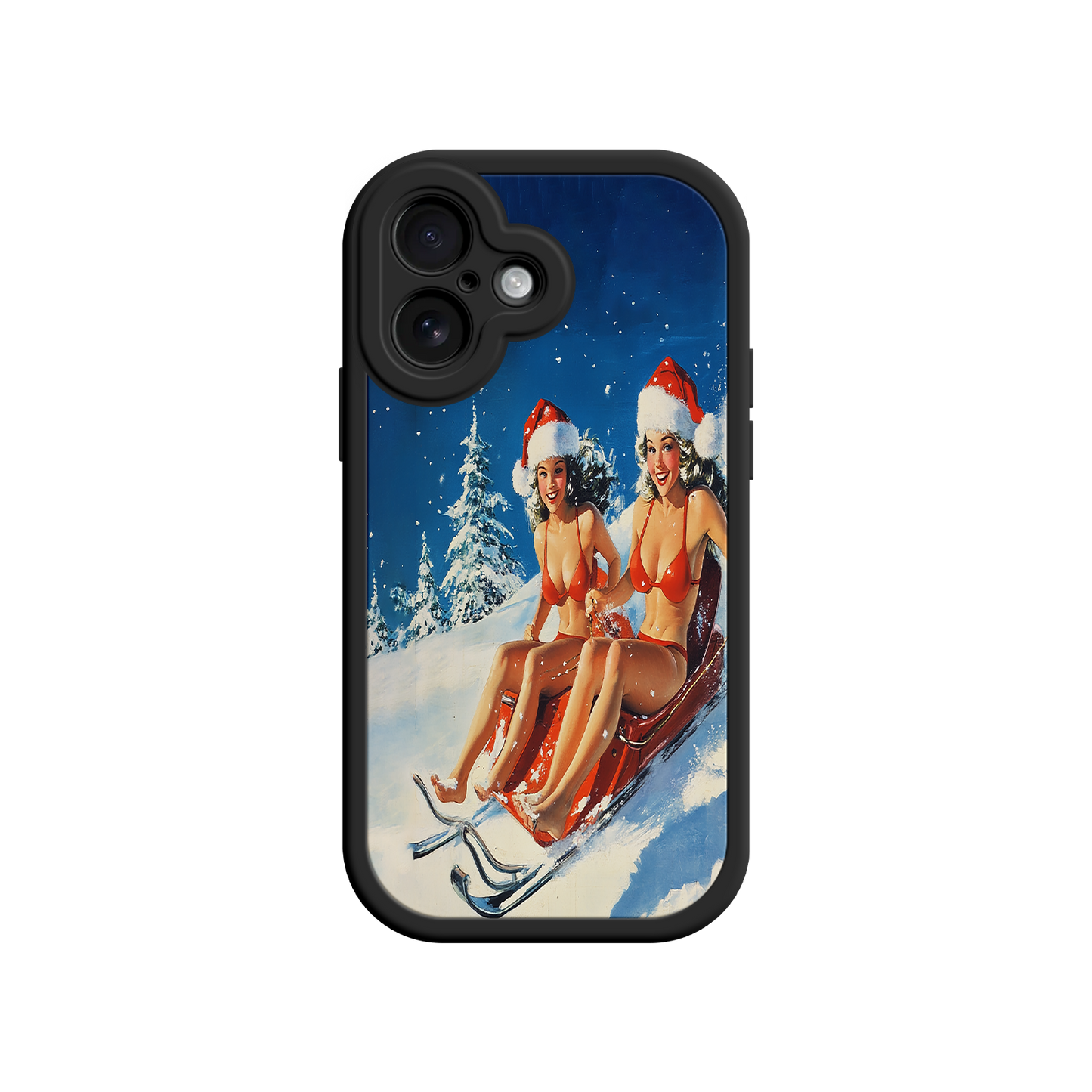 #MC0027 Factory Wholesale Santa Bikini Sled iPhone 17 Case – Funny Christmas Design, Sexy Holiday Vibes, Winter Wonderland Art