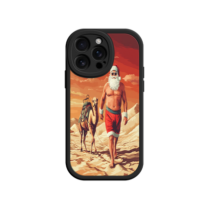 #MC0028 Factory Wholesale Desert Santa iPhone 17 Case – Funny Christmas Design, Muscular Santa & Camel, Holiday Heat Vibes