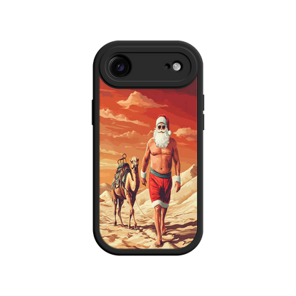#MC0028 Factory Wholesale Desert Santa iPhone 17 Case – Funny Christmas Design, Muscular Santa & Camel, Holiday Heat Vibes