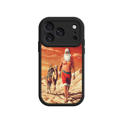 #MC0028 Factory Wholesale Desert Santa iPhone 17 Case – Funny Christmas Design, Muscular Santa & Camel, Holiday Heat Vibes