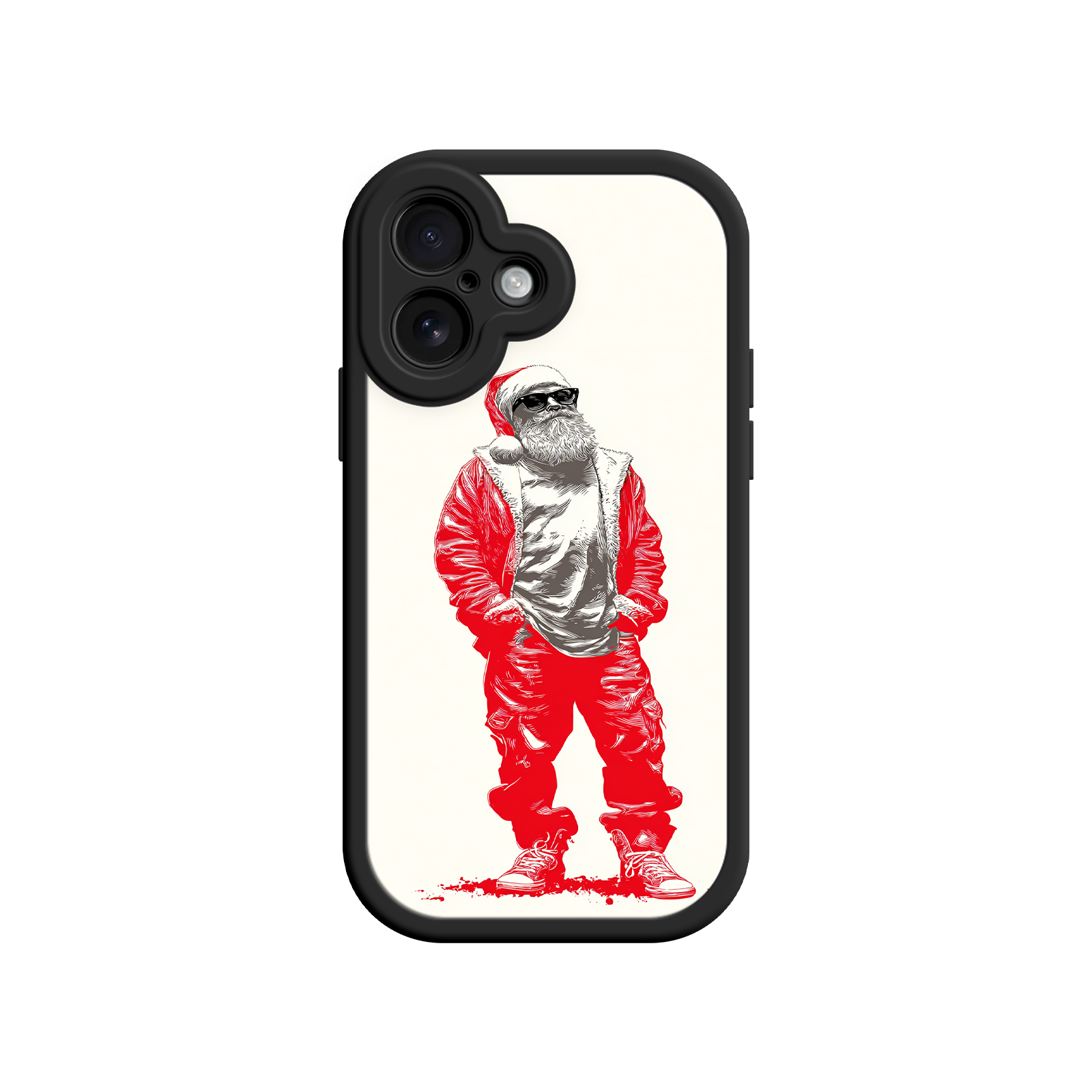 Trendy phone case featuring red Santa outfit
