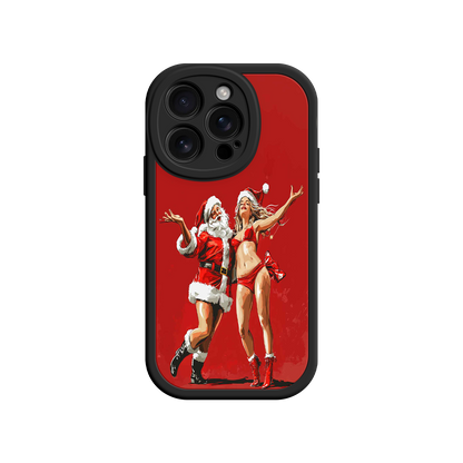 #MC0036 Factory Wholesale Merry & Flirty iPhone 17 Case – Fun Christmas Couple, Bold Red Festive Design, Santa & Sexy Santa Girl