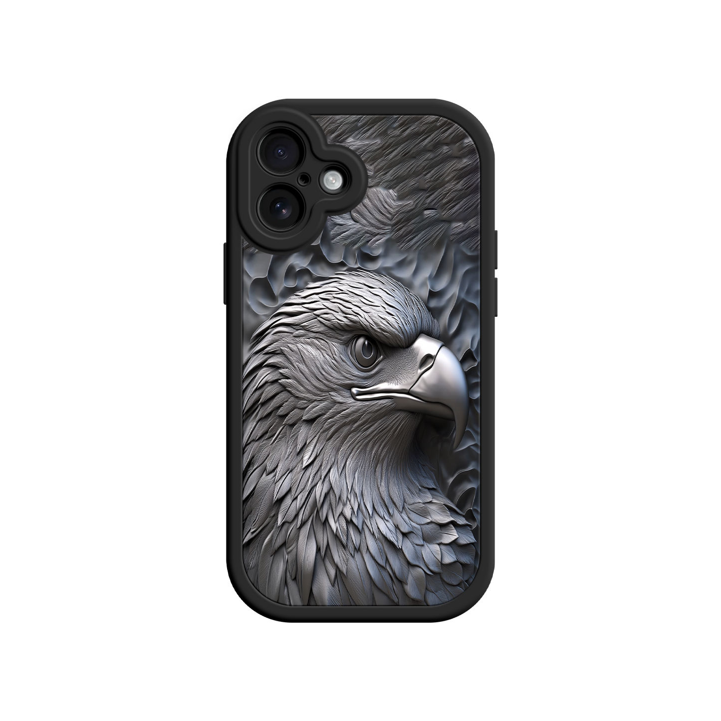 #MC0026 Factory Wholesale Embossed Eagle iPhone 17 Case – Grayscale 3D Design, Rugged Protective Cover, Symbol of Strength & Freedom