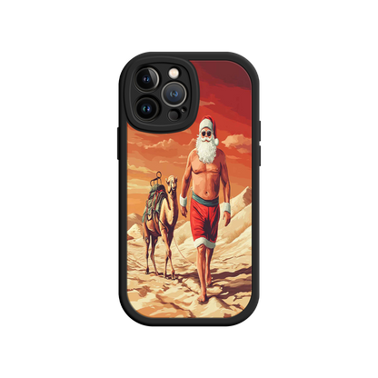 #MC0028 Factory Wholesale Desert Santa iPhone 17 Case – Funny Christmas Design, Muscular Santa & Camel, Holiday Heat Vibes