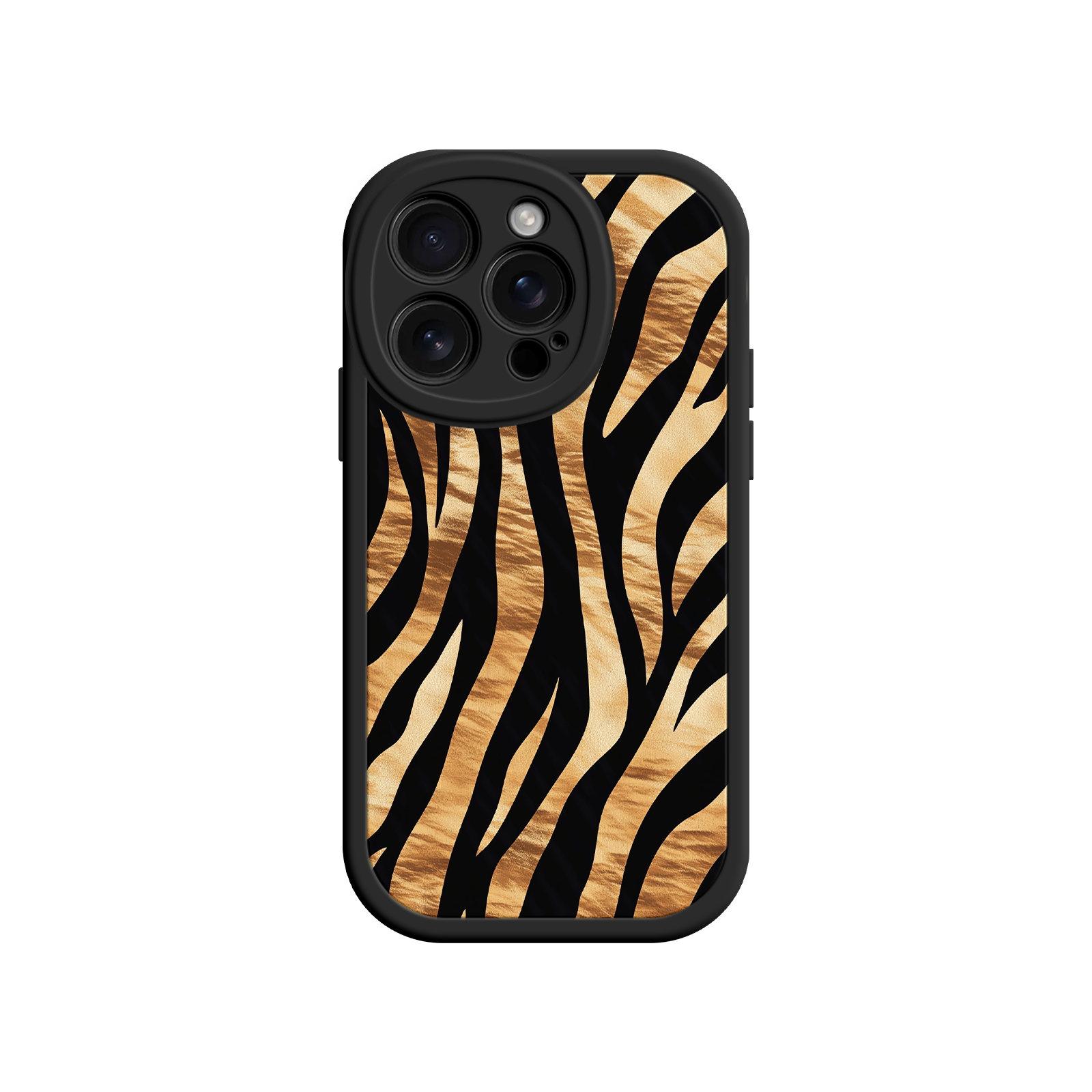 Tiger Stripe iPhone Case – Bold Animal Print with Olive Green Frame