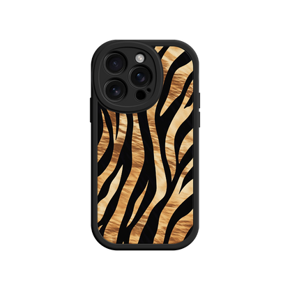 #MC0011 Factory Wholesale Tiger Stripe iPhone Case – Bold Animal Print with Olive Green Frame