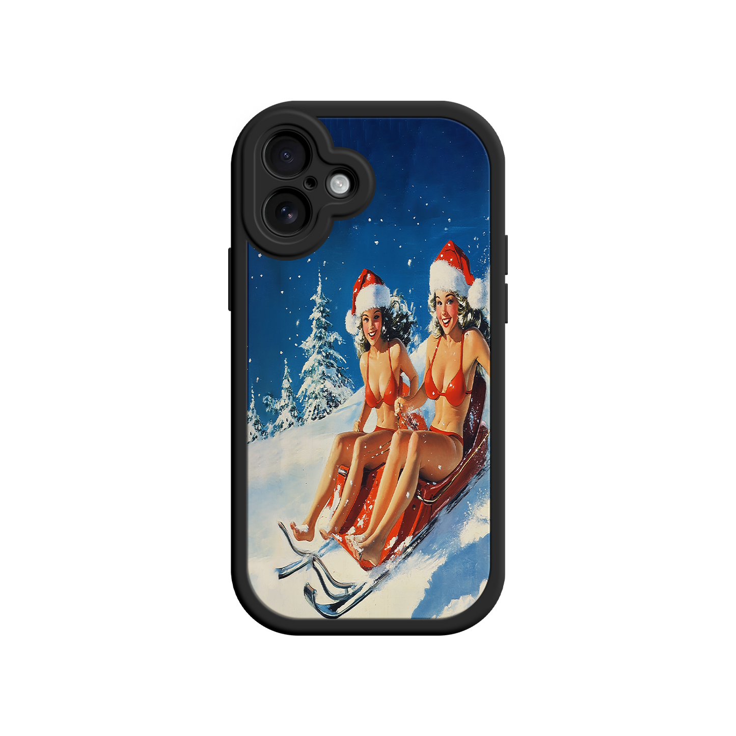 #MC0027 Factory Wholesale Santa Bikini Sled iPhone 17 Case – Funny Christmas Design, Sexy Holiday Vibes, Winter Wonderland Art