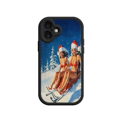 #MC0027 Factory Wholesale Santa Bikini Sled iPhone 17 Case – Funny Christmas Design, Sexy Holiday Vibes, Winter Wonderland Art