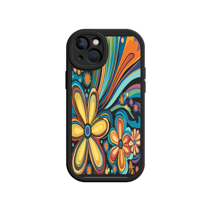#MC0033 Factory Wholesale Psychedelic Floral iPhone 17 Case – Hippie Flower Power Design, 60s 70s Retro Vibes, Groovy Swirls