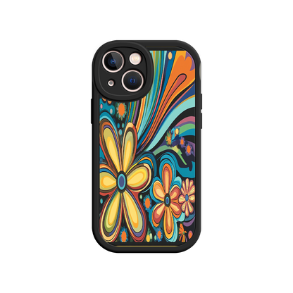 #MC0033 Factory Wholesale Psychedelic Floral iPhone 17 Case – Hippie Flower Power Design, 60s 70s Retro Vibes, Groovy Swirls