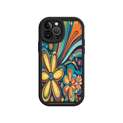 #MC0033 Factory Wholesale Psychedelic Floral iPhone 17 Case – Hippie Flower Power Design, 60s 70s Retro Vibes, Groovy Swirls