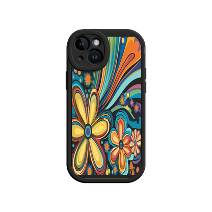 #MC0033 Factory Wholesale Psychedelic Floral iPhone 17 Case – Hippie Flower Power Design, 60s 70s Retro Vibes, Groovy Swirls