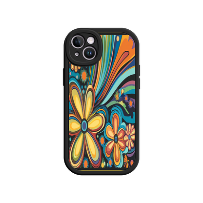#MC0033 Factory Wholesale Psychedelic Floral iPhone 17 Case – Hippie Flower Power Design, 60s 70s Retro Vibes, Groovy Swirls